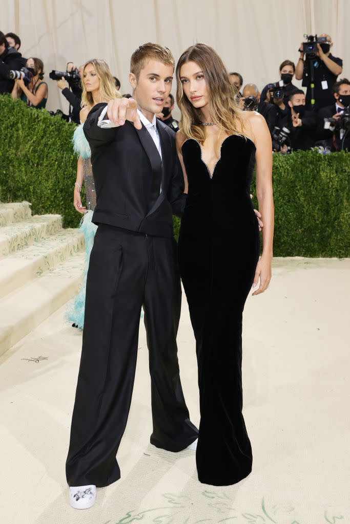 Justin and Hailey Bieber went understated for their Met Gala appearance. (Getty Images)