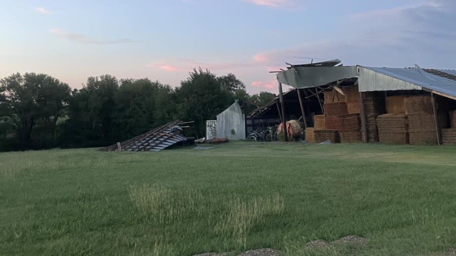 A storm damaged buildings at Hildebrand Farms Dairy on June 28, 2024. (Courtesy Hildebrand Farms Dairy)