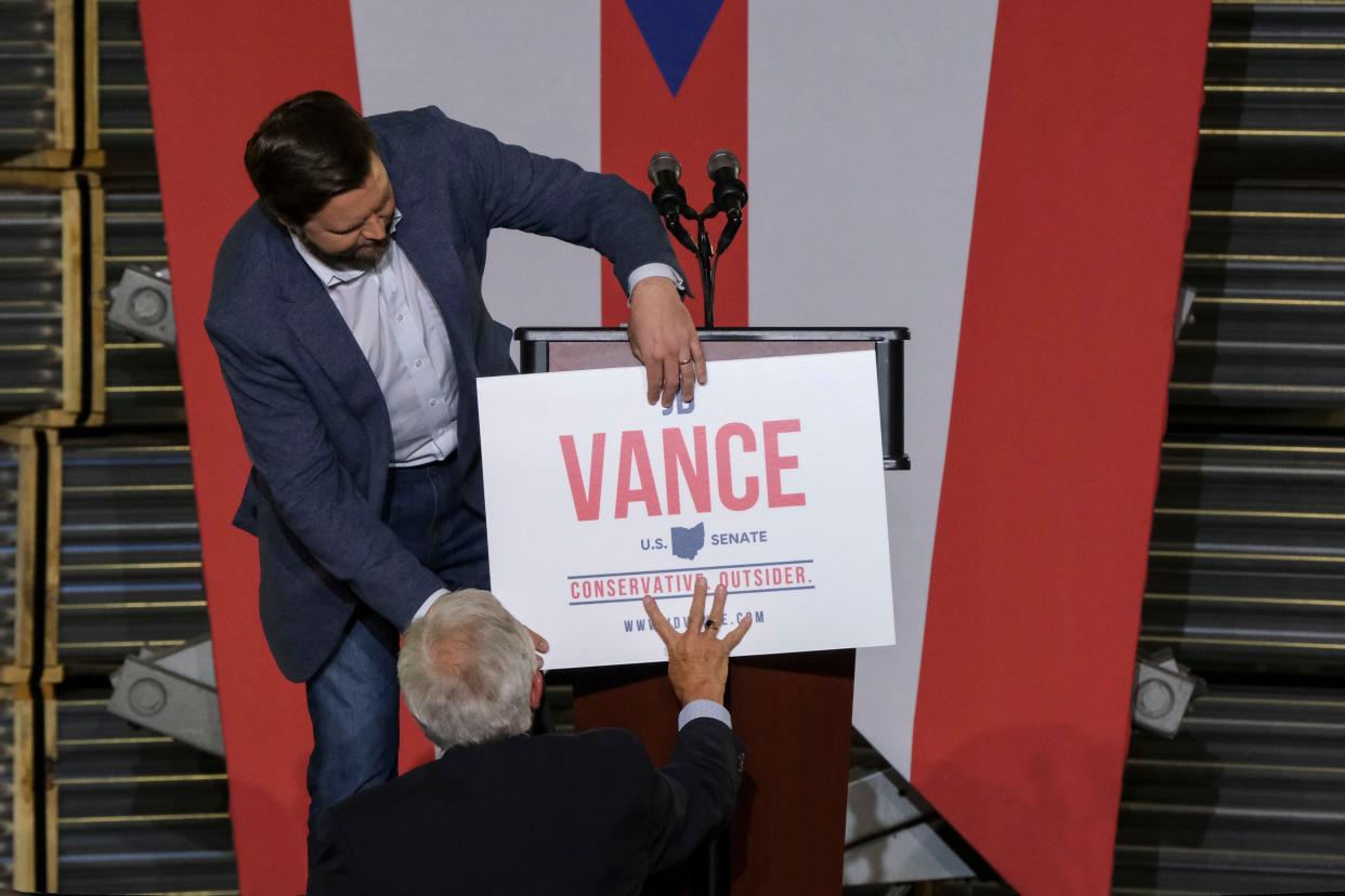 JD Vance at a campaign event (AP)
