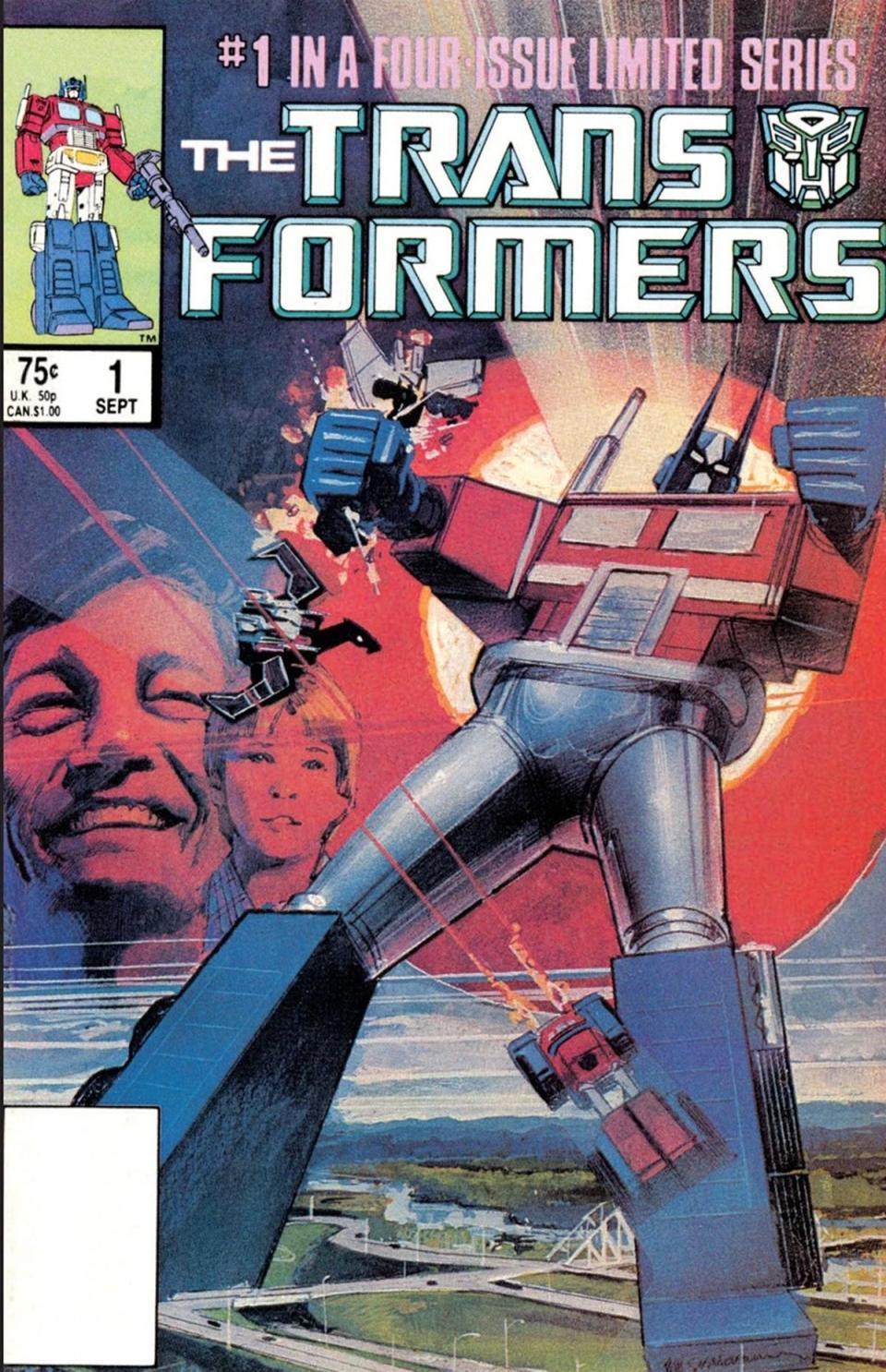 The cover for Marvel Comics' Transformers #1 by artist Bill Sienkiewicz