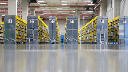 An employee works at Amazon's Prime Now fulfillment centre in Singapore July 27, 2017. REUTERS/Edgar Su