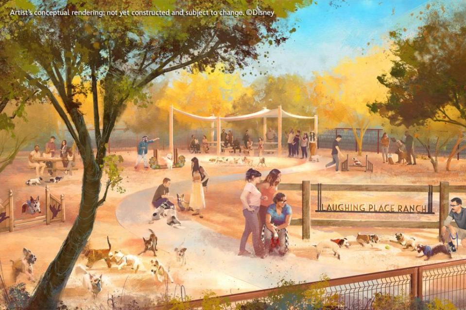 A rendering of an equestrian-themed dog park, Laughing Place Ranch, planned for Disney's Cotino community in Rancho Mirage.