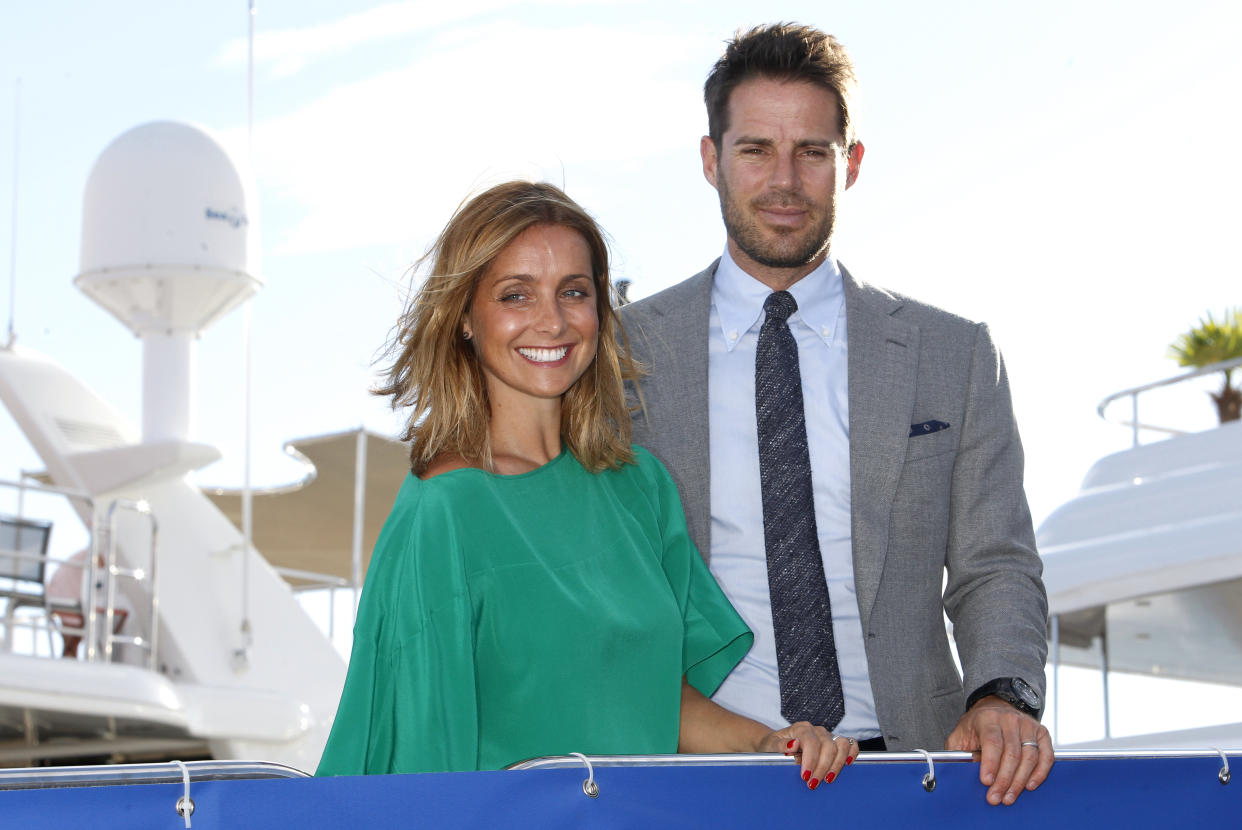 Jamie and Louise Redknapp pose during a photocall at the Cannes Lions 2015, International Advertising Festival in Cannes, southern France, Tuesday, June 23, 2015. The Cannes Lions International Advertising Festival is a world's meeting place for professionals in the communications industry.(AP Photo/Lionel Cironneau)