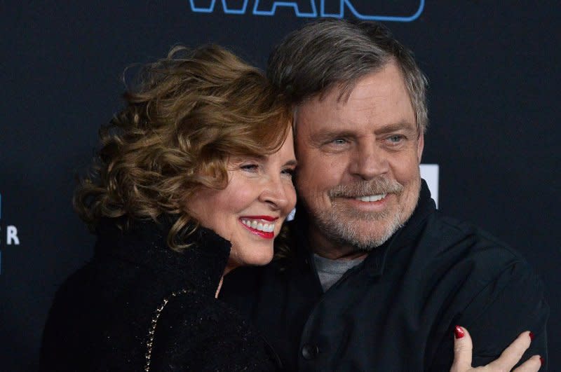 Mark Hamill (R) and Marylou York attend the Los Angeles premiere of "Star Wars: The Rise of Skywalker" in 2019. File Photo by Jim Ruymen/UPI