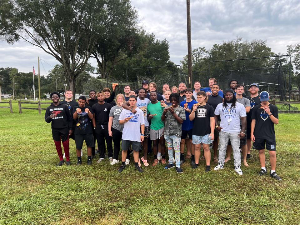 Belleview football players volunteered to fill sandbags as Hurricane Ian approached the state of Florida.