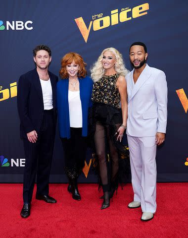 <p>Tyler Golden/NBC via Getty</p> Niall Horan, Reba McEntire, Gwen Stefani and John Legend