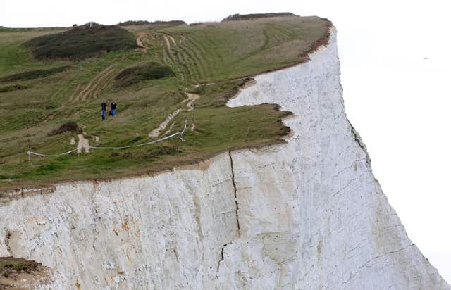 A large crack which appeared in 2017 at Seaford Head (Gareth Fuller/PA)