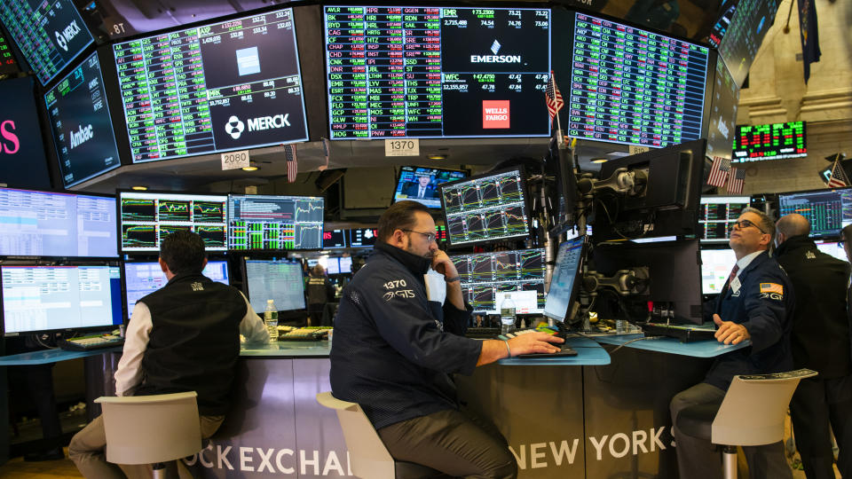 NEW YORK, NY - FEBRUARY 04: Traders work on the floor of the New York Stock Exchange (NYSE) on on February 4, 2020 in New York City. The markets rebounded after a fall last week on coronavirus fears. (Photo by Eduardo Munoz Alvarez/Getty Images)