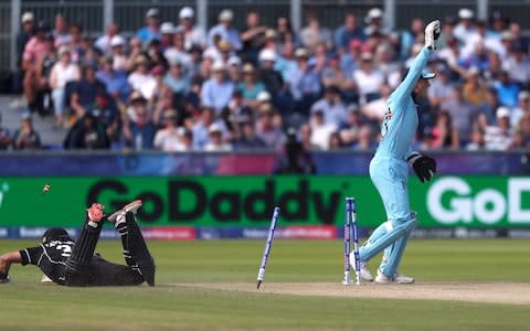  Ross Taylor is run out by England's Jos Buttler and Adil Rashid - Credit: Action Images via Reuters/Lee Smith