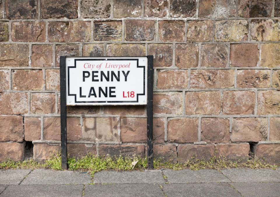 Straßenschild der Penny Lane in Liverpool.