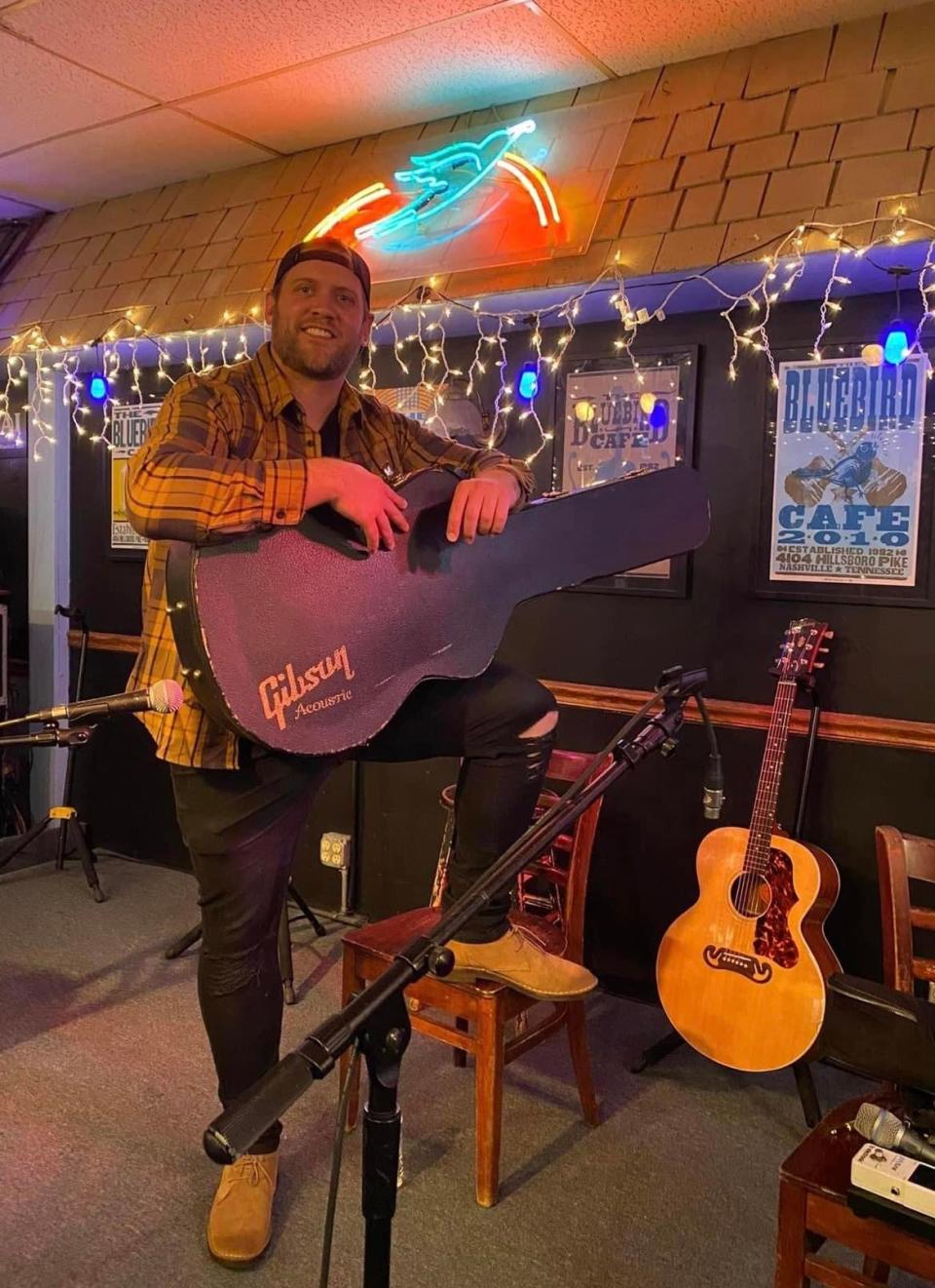 Dustin Kines is shown outside the famous Bluebird Cafe in Nashville. The Stark County native and country music artist performed recently at the iconic venue, where Garth Brooks, Faith Hill, Taylor Swift and other stars have gotten their start.