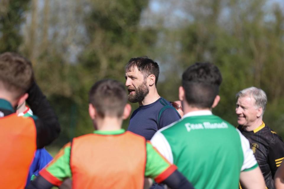 St. Aidan's teacher and football manager Richie O'Callaghan giving instructions at Tuesday's training session <i>(Image: Tim Flaherty)</i>