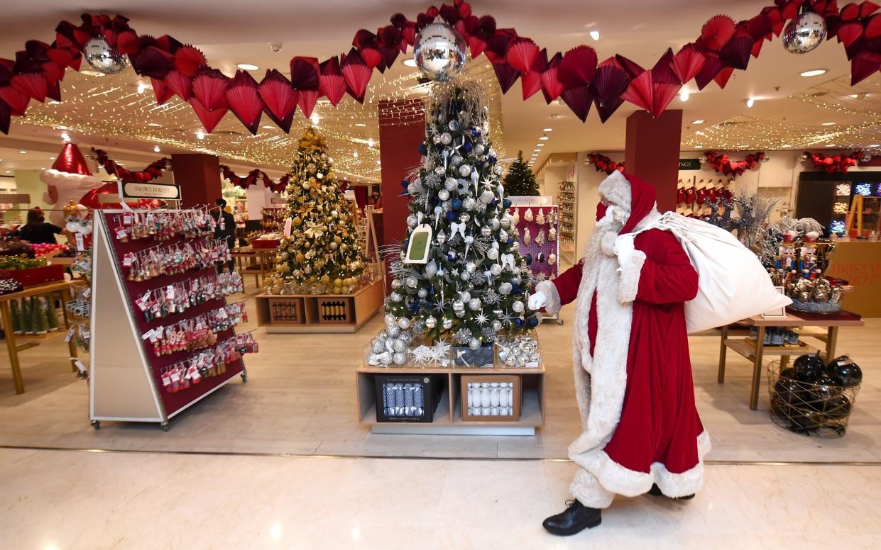 LONDON, ENGLAND - OCTOBER 12: Santa Claus during the Selfridges 2020 Christmas Shop "Once upon a Christmas" photocall at Selfridges, Oxford Street on October 12, 2020 in London, England. (Photo by Eamonn M. McCormack/Getty Images) - Getty Images