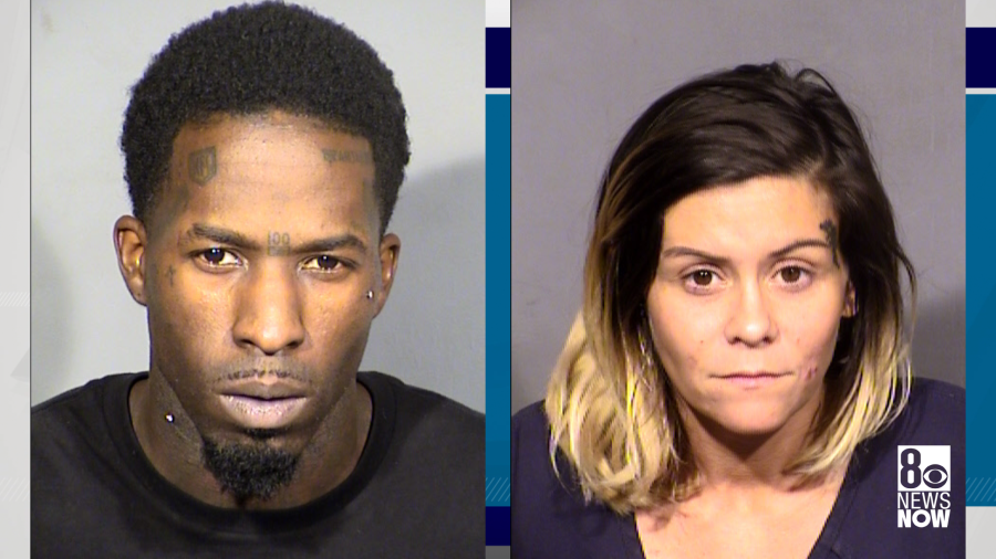 <em>Travis Doss, 32; and Amanda Stamper, 33, shared a one-bedroom, one-bathroom extended-stay apartment with seven children near Flamingo Road and Valley View Boulevard, documents said. (LVMPD/KLAS)</em>