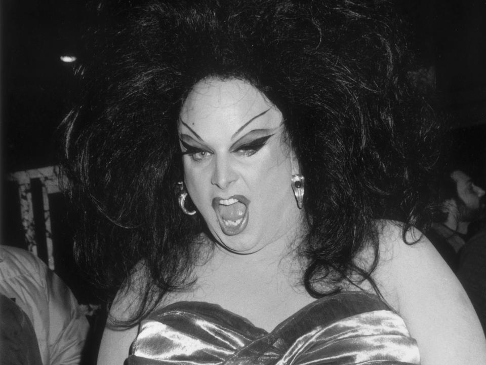 Drag queen Divine at the premiere of "Female Trouble" on February 12, 1975 in New York City.