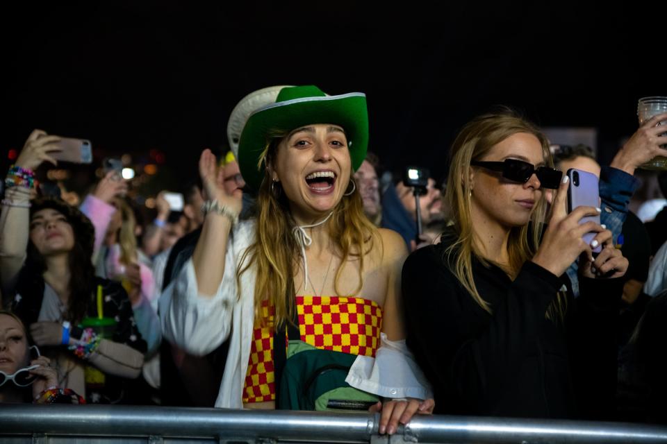 The crowd watches Zhu perform at M3F Fest in Margaret T. Hance Park in Phoenix on March 4, 2022.