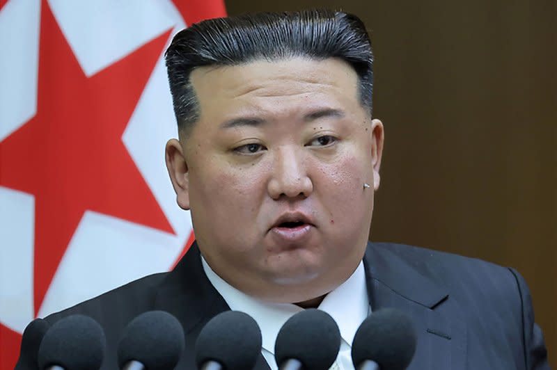 North Korea's Kim Jong Un on Friday called the arrival of U.S. aircraft carrier USS Ronald Reagan in South Korea an undisguised military provocation and warned of "catastrophic consequences." File Photo by Korean Central News Agency