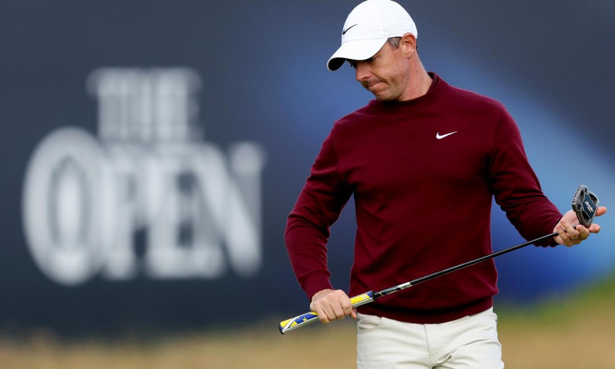 <span>Rory McIlroy casts a rueful look during his second round at Royal Troon.</span><span>Photograph: Warren Little/Getty Images</span>