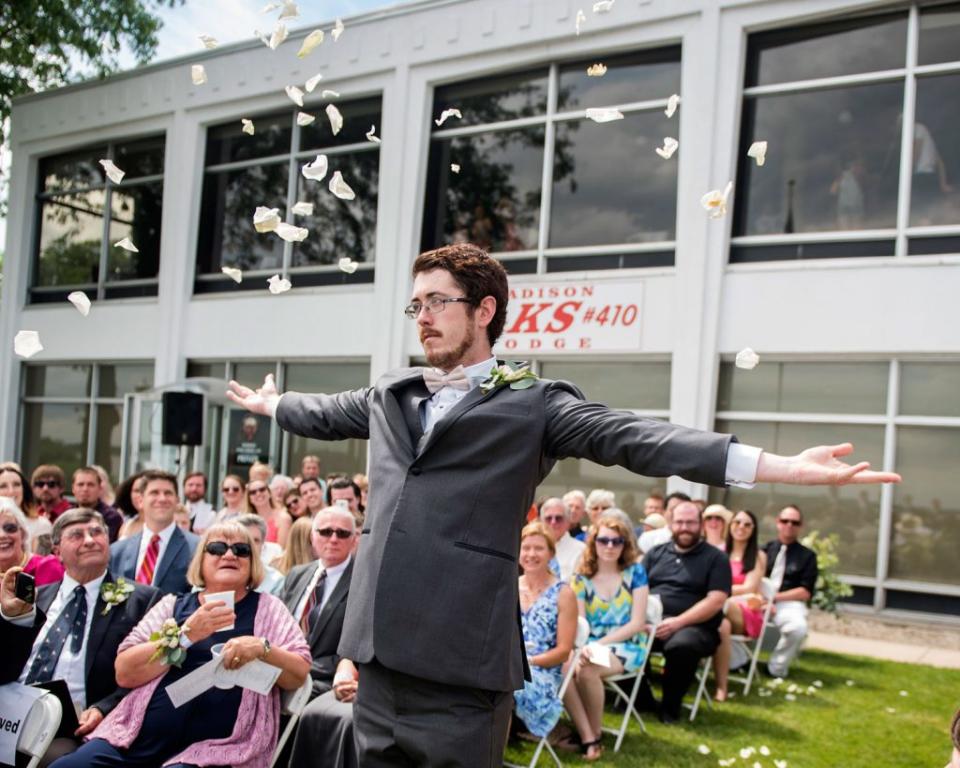 This man served as the flower man in his cousin's wedding. (Credit: Erin Moore Photography)