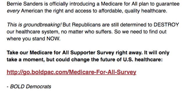 The Congressional Hispanic Caucus' Bold PAC conveys the impression that it is at the front lines of the fight for "Medicare for all," despite the fact that half its members do not support it. (Photo: Bold PAC)