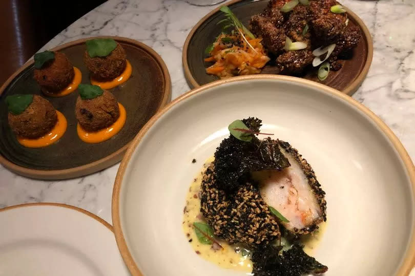 Lobster toast, short rib croquettes and crispy friend chicken wings at Pasture in Cardiff