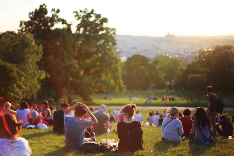 <span class="caption">Having friends and family and a sense of community can help to boost happiness levels.</span> <span class="attribution"><a class="link " href="https://www.pexels.com/photo/group-of-people-enjoying-music-concert-325521/" rel="nofollow noopener" target="_blank" data-ylk="slk:Pexels;elm:context_link;itc:0;sec:content-canvas">Pexels</a></span>