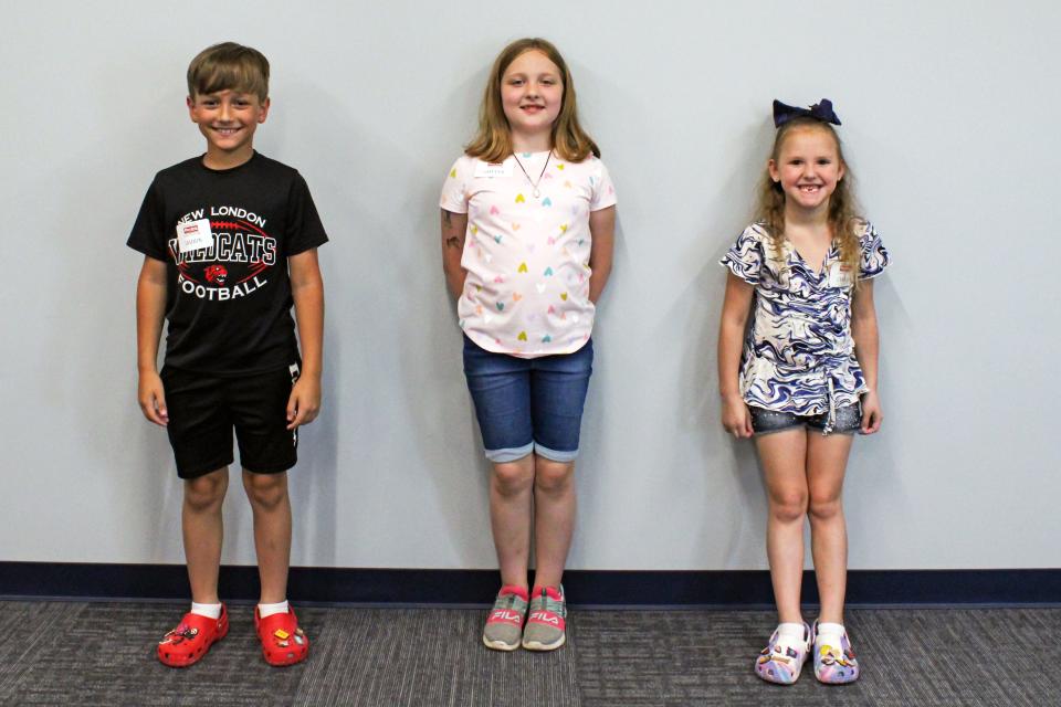 As part of National Electrical Safety Month in May, three area students had a chance to tour Firelands Electric Cooperative and have lunch with a lineman. The contest winners were (left to right) Jaidun Kemp of New London, Sawyer Howell of Mansfield and Lyrica Steele of Willard.