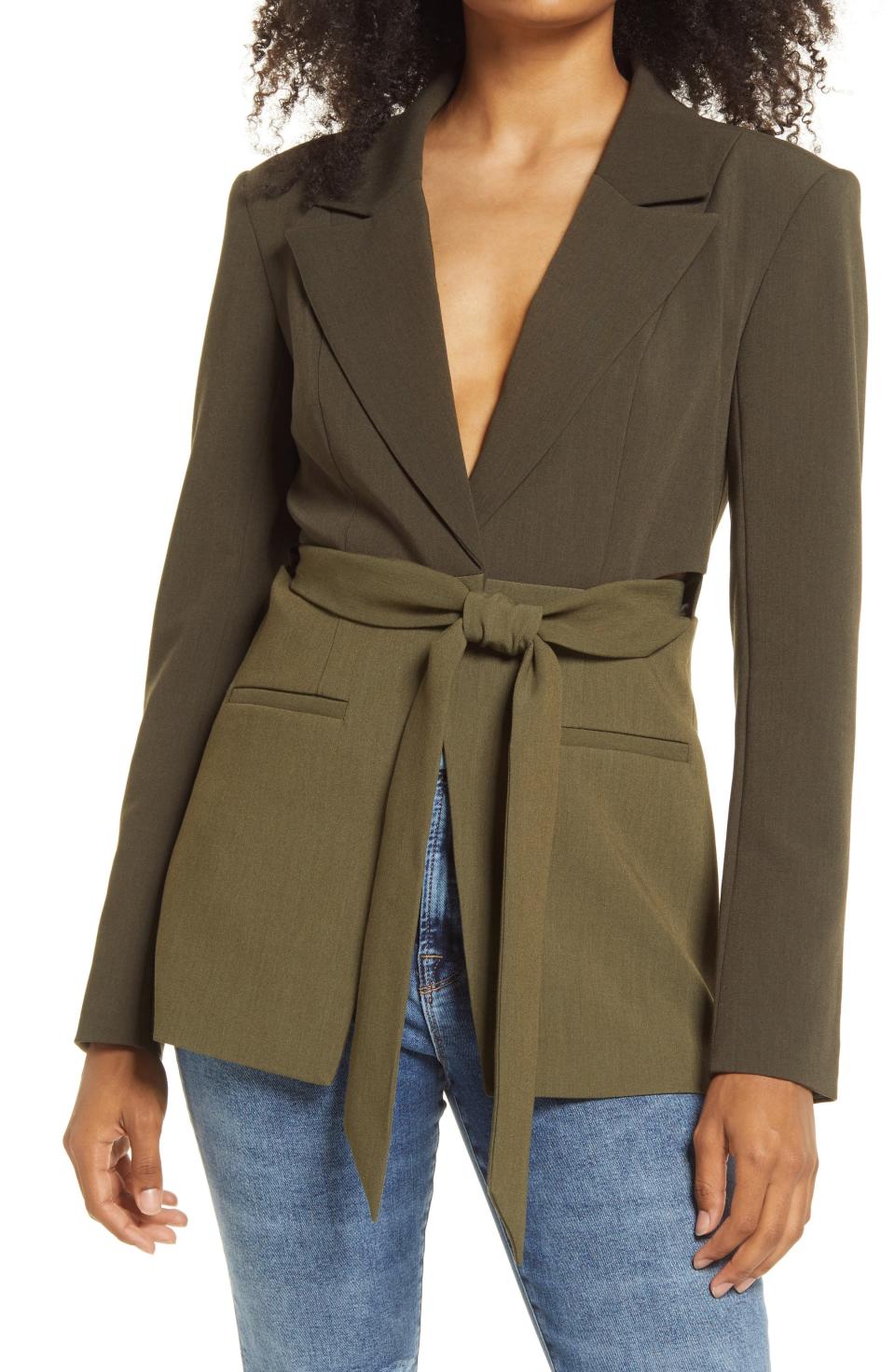 Side Slit Two-Tone Blazer