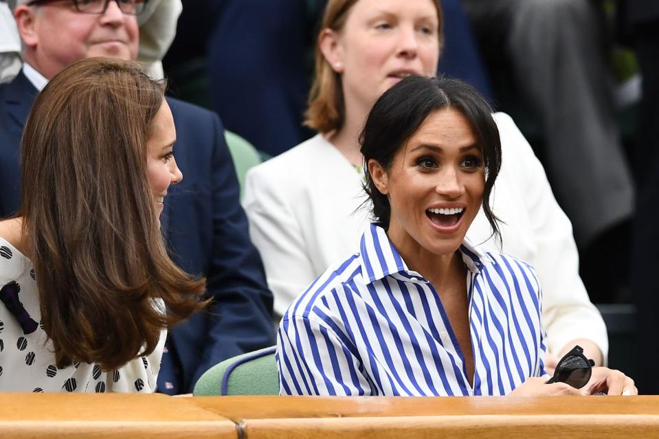 <p>The Duchess of Sussex seems delighted to be returning to Wimbledon to watch her friend play in the women's final.</p>