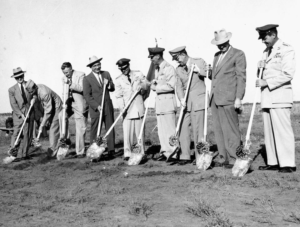 Abilenians and officers break ground for the Abilene Air Force Base during a ceremony at the north end of the runway Sept. 23, 1953. Later named Dyess Air Force Base, the installation turned 70 years old in 2023.