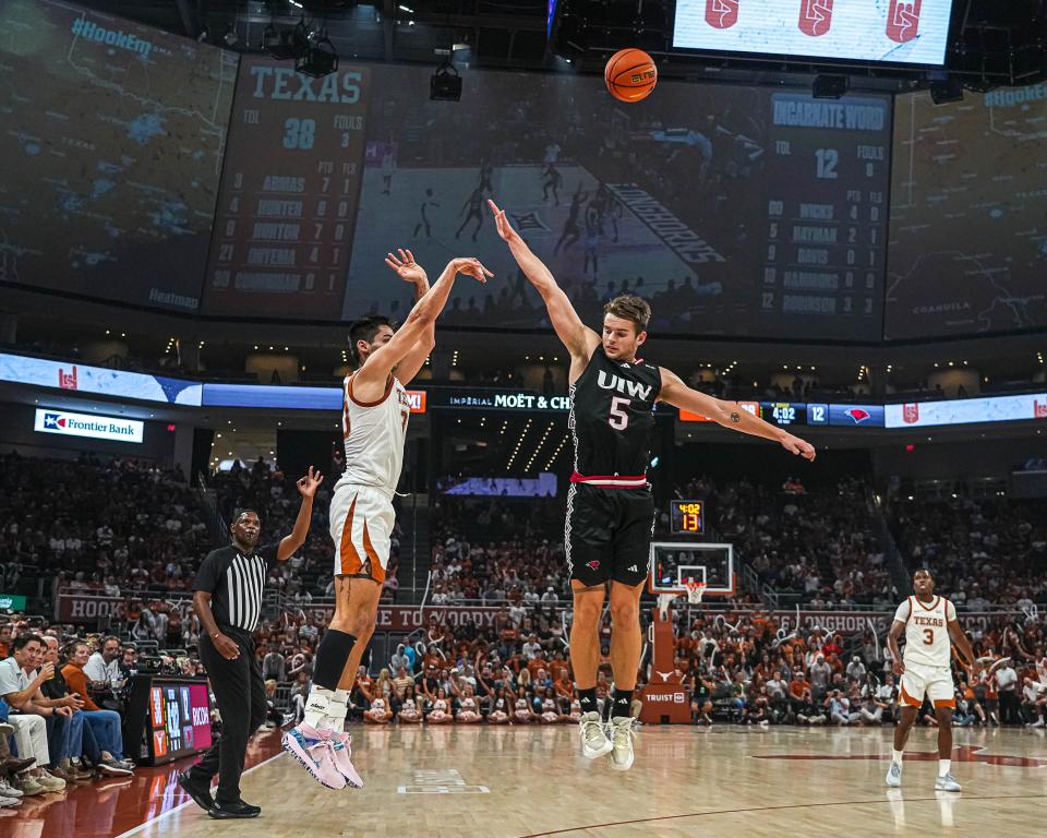 "At this point in the season, you're trying to get better at everything, because if you're at your peak at the beginning of January, you're not going to play late into March," said Texas forward Brock Cunningham, shooting against Incarnate Word on Nov. 6.