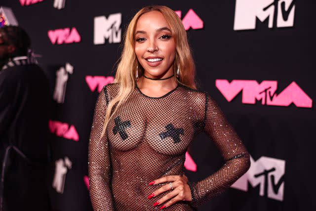 <p>Christopher Polk/Variety via Getty</p> Tinashe at the MTV VMAs in Newark, New Jersey on Sept. 12, 2023