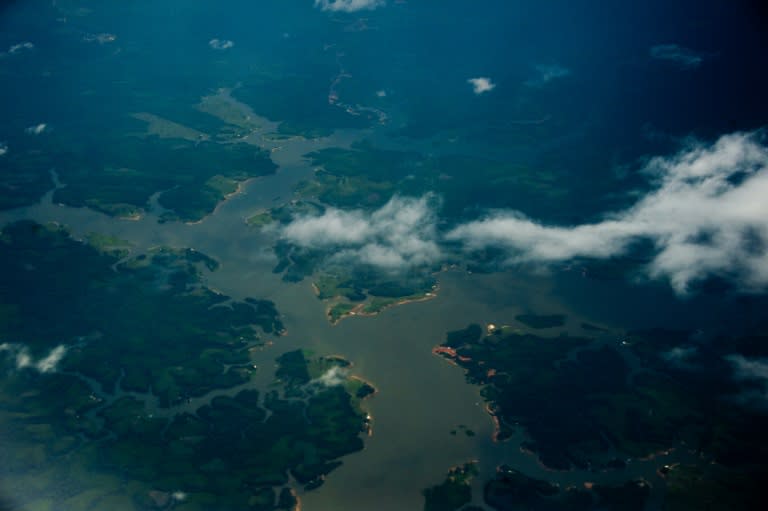 Aerial view of the Amazon river, Amazonas state, Brazil on December 12, 2013