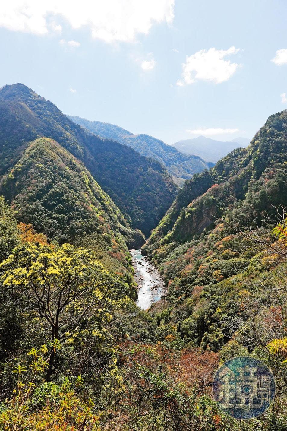 沿著縣道竹60-1而行，從高處眺望尖石後山的層層山巒與溪谷，景色壯闊迷人。