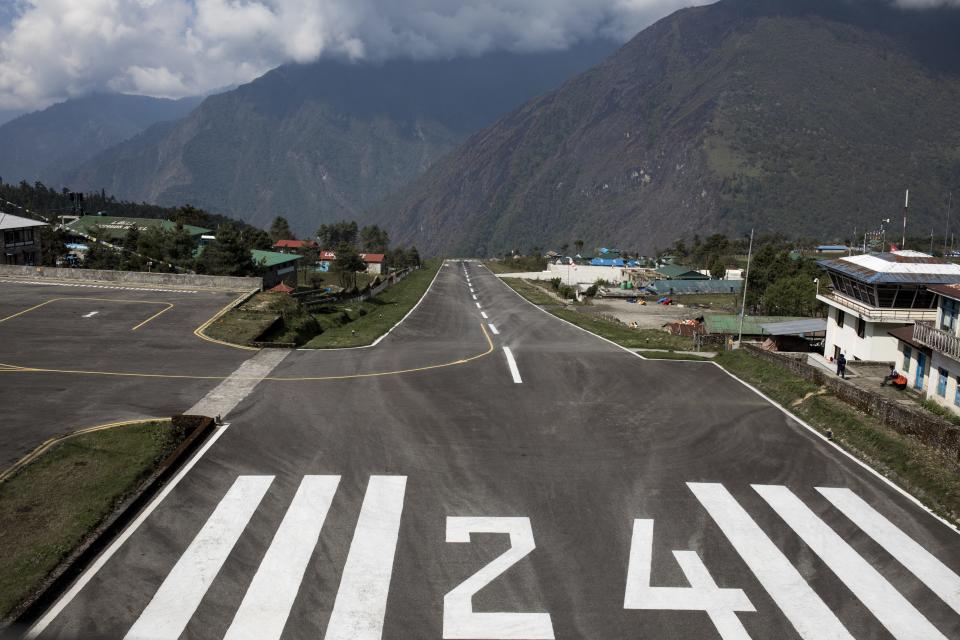 Tenzing-Hillary airport, one of the world's most dangerous airports in the world in Lukla, Nepal.