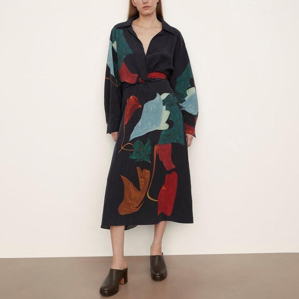 Abstract Painted Slim Fitted Wrap Dress