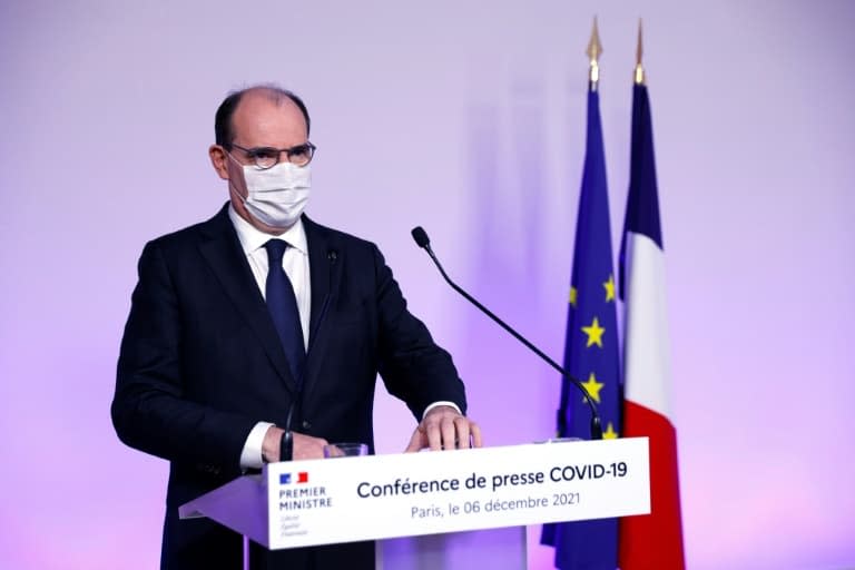 Le Premier ministre Jean Castex lors d'une conférence de presse sur la situation sanitaire, le 6 décembre 2021 à l'Hôtel Matignon, à Paris - Thomas SAMSON © 2019 AFP