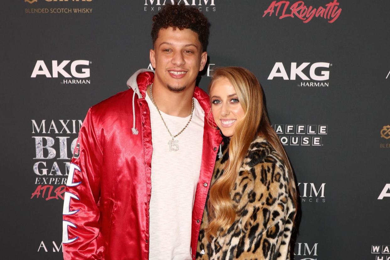 ATLANTA, GEORGIA - FEBRUARY 02: Patrick Mahomes II (L) and Brittany Matthews attend The Maxim Big Game Experience at The Fairmont on February 02, 2019 in Atlanta, Georgia. (Photo by Joe Scarnici/Getty Images for Maxim)