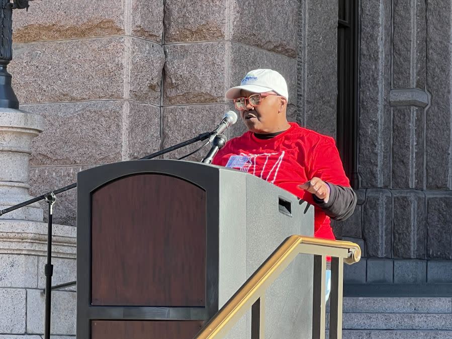 Multiple volunteers came together on Thursday for Habitat for Humanity Texas’ Day at the Dome Capitol Build to help build a home for a Texas family in need | Todd Bailey/KXAN News