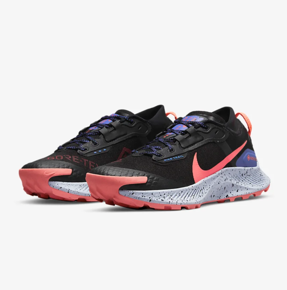 Nike Pegasus Trail 3 GORE-TEX Running Shoes in black and pink and purple (Photo via Nike)