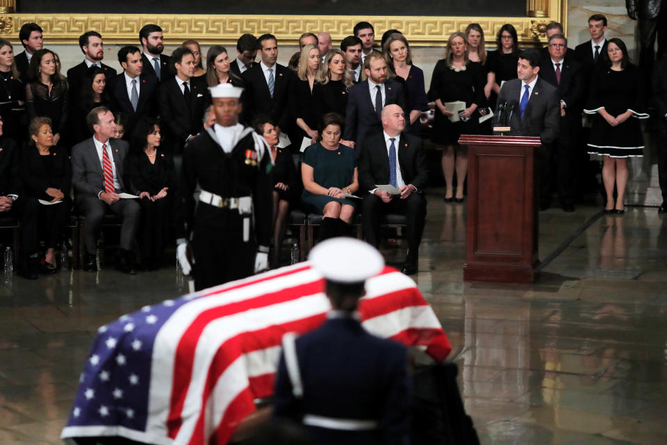 Ryan speaks in the Capitol rotunda during ceremonies for former President George H.W. Bush, Dec. 3, 2018. (Photo: Eric Thayer/Reuters)