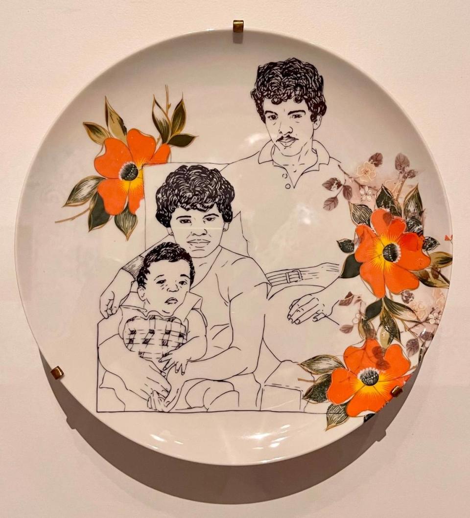 A ceramic plate by Puerto Rican artist Robert Lugo for the art exhibition “Street Shrines” at The Wolfsonian.