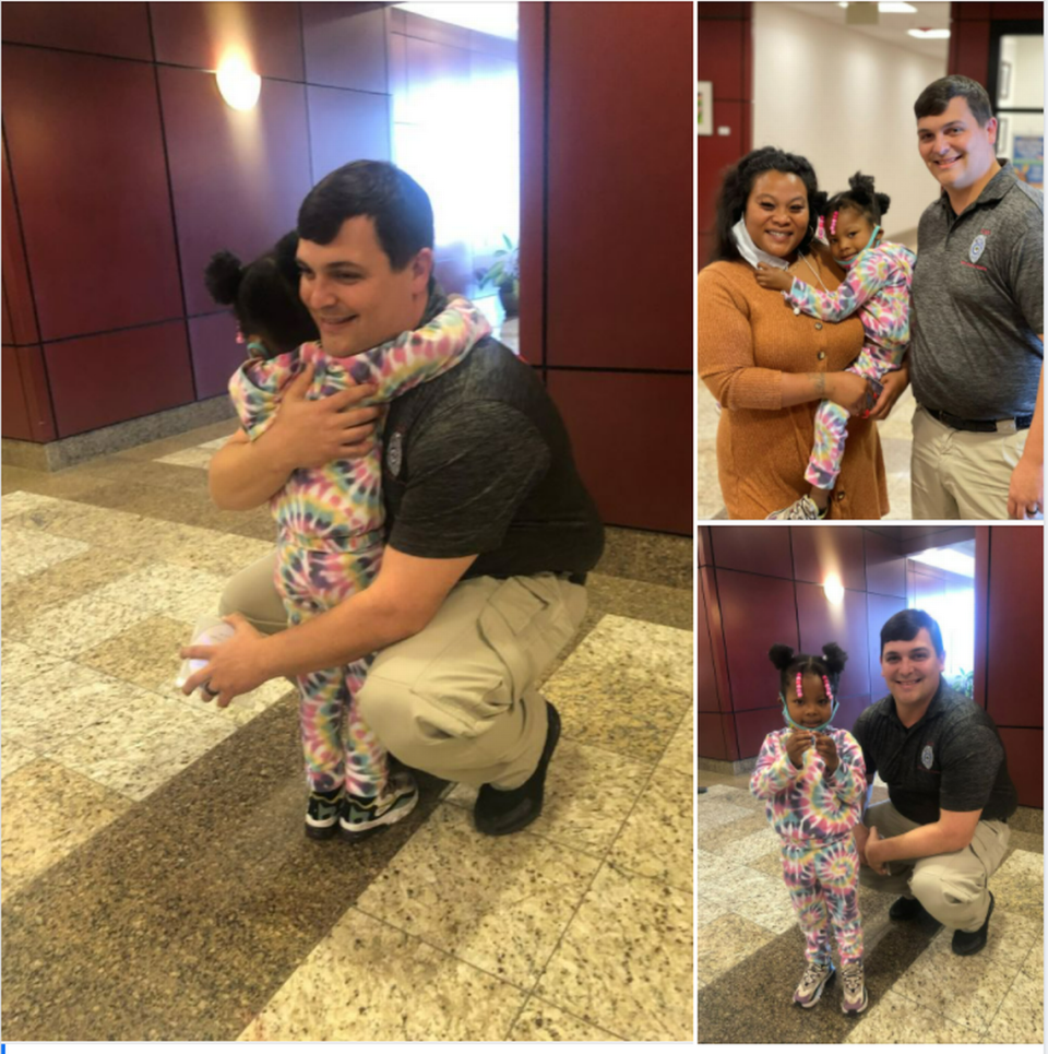 An officer reunited with a girl he saved years ago. 