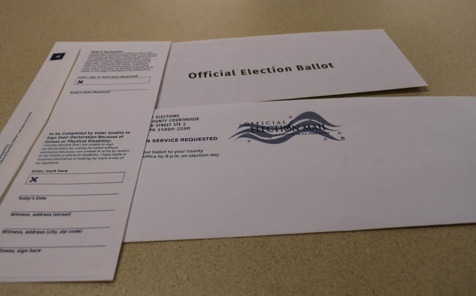 Beaver County's previous mail ballot envelopes before the 2024 redesign.