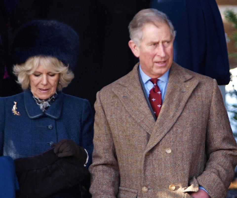 King Charles with Camilla, Queen Consort, leaving Sandringham Church on Christmas Day in 2009 (AFP via Getty Images)