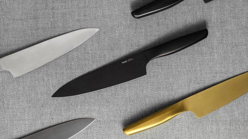 These heavy-duty knives are dishwasher-safe.