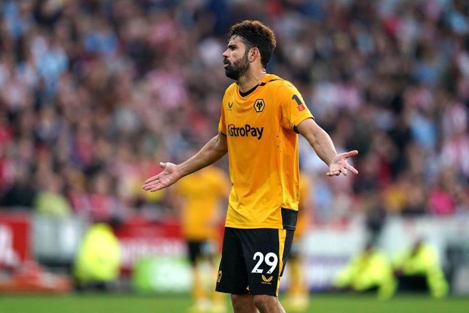 Diego Costa was sent off for Wolves (John Walton/PA) (PA Wire)