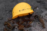 A helmet seen with Japanese writing could have been washed up months after the 2011 tsunami hit.