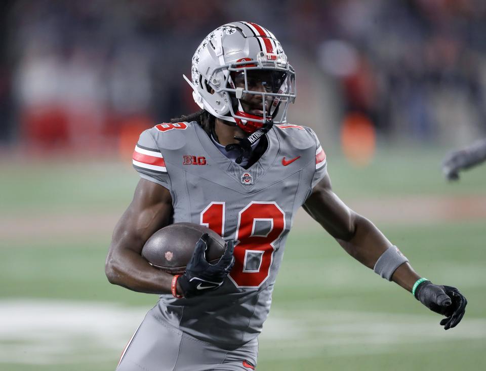 Ohio State's Marvin Harrison Jr. is expected to be the first wide receiver selected in the 2024 NFL draft.