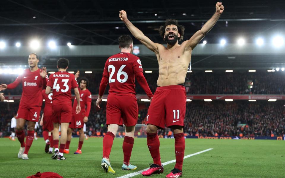 Liverpool's Mohamed Salah celebrates scoring their sixth goal - Reuters/Carl Recine